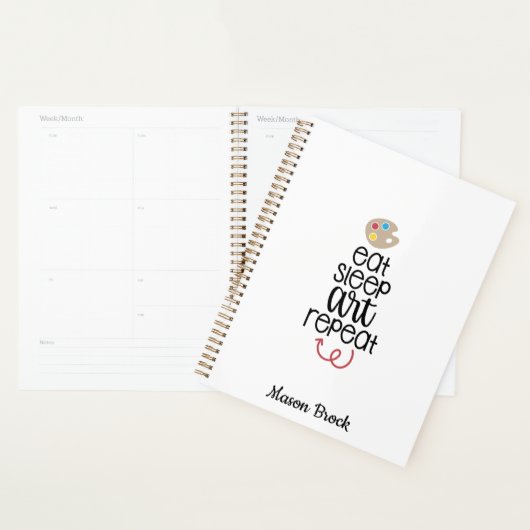 Grappig kunstscholierengeschenk op maat planner (Display)