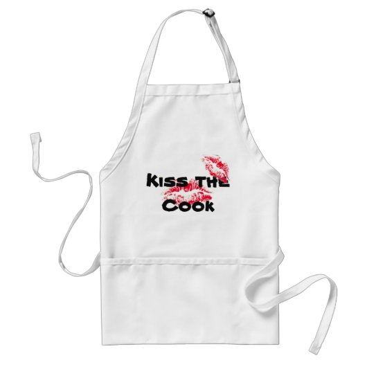 Grappig "Kus the Cook" White Baking Apron Standaard Schort (Voorkant)