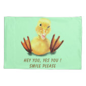 Grappig kussen Hoesje Happy Duck aangepaste tekst  Kussensloop (Achterkant)