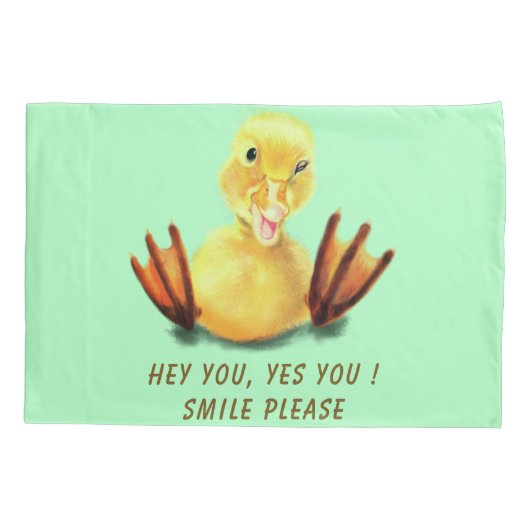 Grappig kussen Hoesje Happy Duck aangepaste tekst Kussensloop (Achterkant)