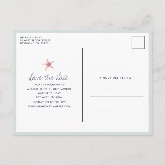 Grappig Kuststrand Bruiloft Save the Dates Aankondigingskaart (Achterkant)