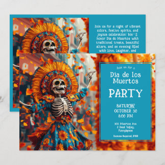 💀 Grappig La Calavera in bloemrijke jurk Kaart