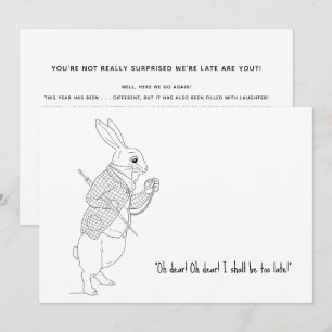 Grappig laat Alice in Wonderland nieuwjaar Feestdagenkaart