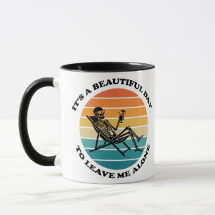Grappig "Laat Me Met Rust" Retro Skelet Sarcasme Mok