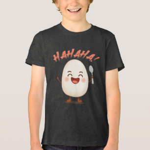 Grappig Lachend Ei Cartoon Jongeren Tri-Blend T-sh Shirt