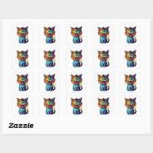 Grappig - Lachkat - Vierkante Sticker (Vel)