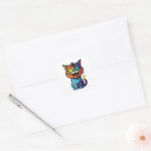 Grappig - Lachkat - Vierkante Sticker (Envelop)