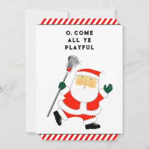 Grappig Lacrosse Kerstmis Feestdagenkaart
