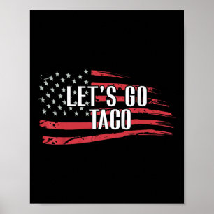 Grappig Laten we gaan Taco USA Vlag Poster