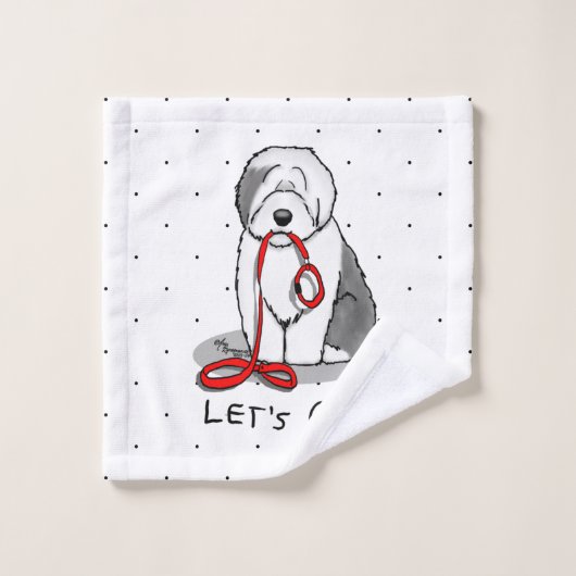 Grappig, laten we gaan! Walk Old English Sheepdog Bad Handdoek (Wasdoekje)