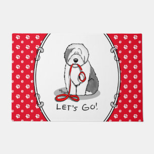 Grappig, laten we gaan! Walk Old English Sheepdog Deurmat