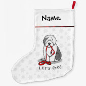 Grappig, laten we gaan! Walk Old English Sheepdog Grote Kerstsok (Achterkant)