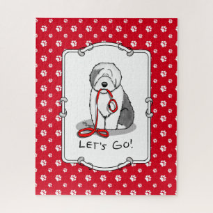 Grappig, laten we gaan! Walk Old English Sheepdog Legpuzzel