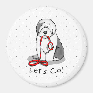 Grappig, laten we gaan! Walk Old English Sheepdog  Magneet