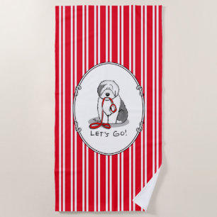 Grappig, laten we gaan! Walk Old English Sheepdog Strandlaken