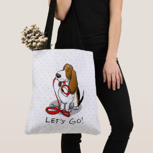 Grappig Laten we gaan! Wandelende Basset Hound (dr Draagtas