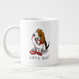 Grappig Laten we gaan! Wandelende Basset Hound (dr Extra Grote Beker