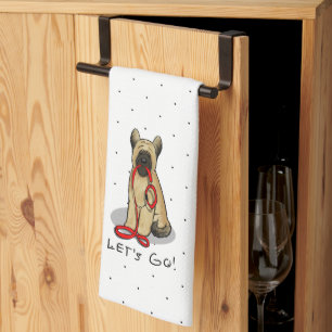 Grappig Laten we gaan! Wandelende Briard (cr roodb Theedoek
