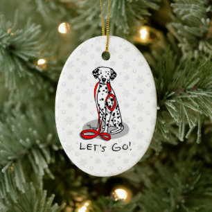 Grappig Laten we gaan! Wandelende Dalmatiër (zwart Keramisch Ornament
