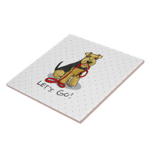 Grappig, laten we gaan! Welsh Terrier Dog met Leas Tegeltje