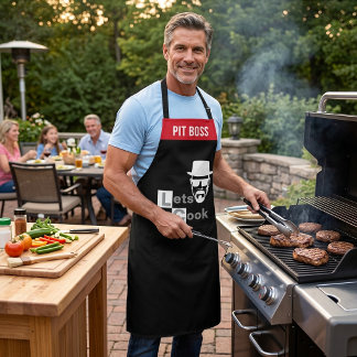 Grappig Laten we Koken BBQ Schort Heren Grill Mees