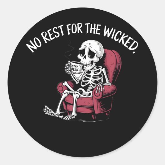 Grappig Lazy Skeleton Design Ronde Sticker (Voorkant)