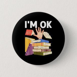 Grappig leesboek lezende nerd bibliothecaris leraa ronde button 5,7 cm