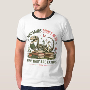 Grappig leesdinosauriër skelet boekliefhebber humo t-shirt