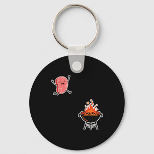 Grappig Lekker Vlees Springt In Bbq Grill Humor Sleutelhanger