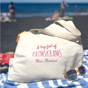 Grappig Leraar Cadeau – Gepersonaliseerde Krimskra Grote Tote Bag