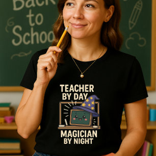 Grappig leraar shirt, goochelaar bij nacht t-shirt