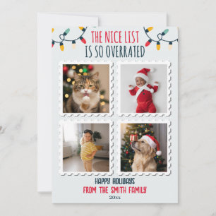 Grappig leuk lijstje overschat 4 foto kerst feestdagenkaart