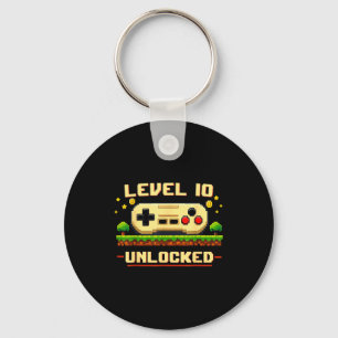 Grappig level 10 ontgrendeld videospel 10e verjaar sleutelhanger
