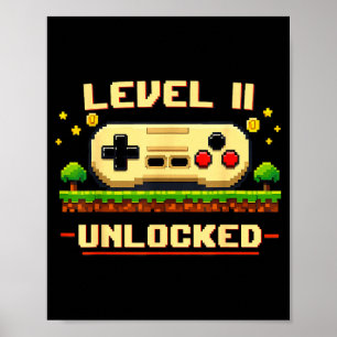 Grappig level 11 ontgrendeld videospel 11e verjaar poster