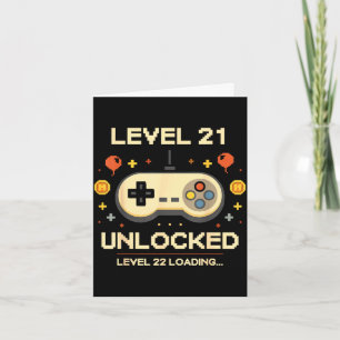 Grappig level 21 ontgrendeld gamer 21ste verjaarda kaart