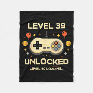 Grappig level 39 ontgrendeld gamer 39e verjaardags fleece deken