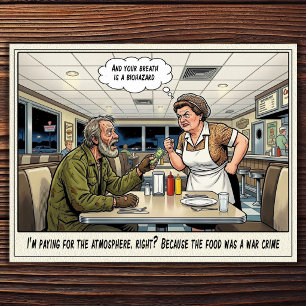 Grappig leven als serveerster restaurant humor an briefkaart
