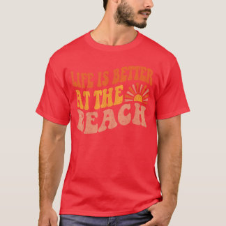 Grappig leven is beter op het strand Retro 70s zom T-shirt