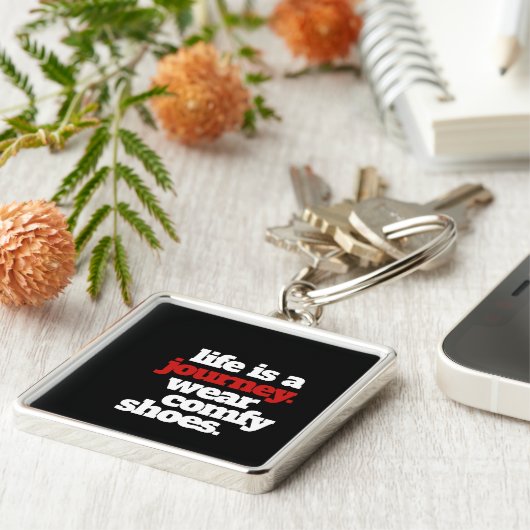 Grappig leven is een reis ... sleutelhanger (Zijkant)