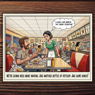 Grappig leven van serveerster restaurant humor an briefkaart