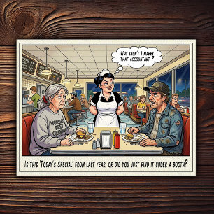 Grappig leven van serveerster restaurant humor an briefkaart