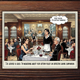 Grappig leven van serveerster restaurant humor an briefkaart