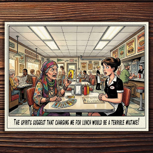 Grappig leven van serveerster restaurant humor briefkaart