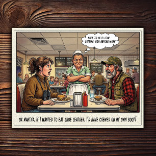 Grappig leven van serveerster restaurant humor briefkaart