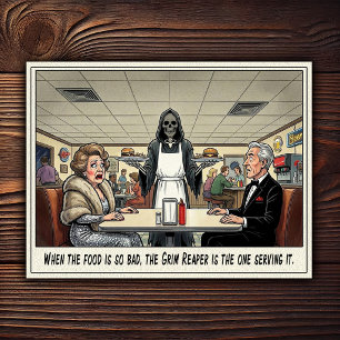 Grappig leven van serveerster restaurant humor briefkaart