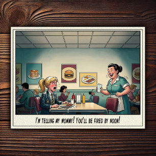 Grappig leven van serveerster restaurant humor briefkaart