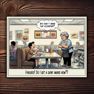 Grappig leven van serveerster restaurant humor briefkaart