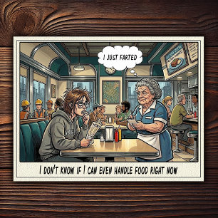 Grappig leven van serveerster restaurant humor briefkaart