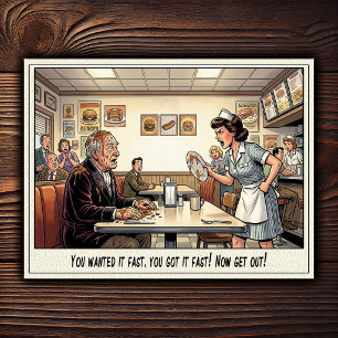 Grappig leven van serveerster restaurant humor briefkaart