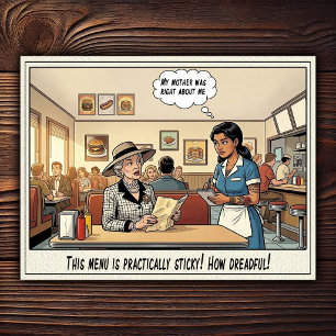 Grappig leven van serveerster restaurant humor briefkaart
